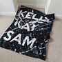 Black Marble Large Letter Personalised Blanket Throw, thumbnail 2 of 9