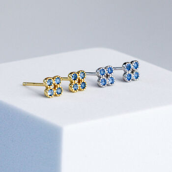 Sterling Silver Blue Crystal Stud Earrings, 3 of 6