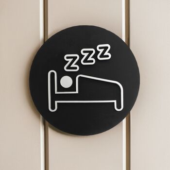 Bedroom Door Sign Raised Bed And Sleep Icon Design, 2 of 3