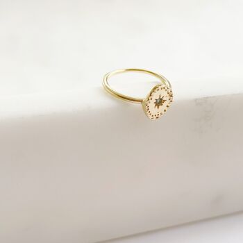 Hammered Blue Topaz Starlight Disc Ring, 4 of 6