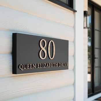 Personalised House Sign With Wood Effect Lettering, 2 of 10