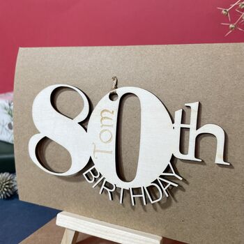 Personalised Wooden 80th Birthday Card, 9 of 10