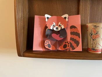 Pop Up Red Panda In Love Valentines Greeting Card, 3 of 3