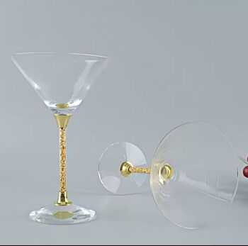 Pair Of 24ct Gold Filled Stem Cocktail Glasses, 5 of 6