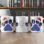 Personalised Dog Paw Snowflake Christmas Gift Mug, thumbnail 2 of 2