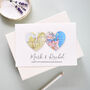 Personalised Map Hearts Wedding Anniversary Card, thumbnail 2 of 7