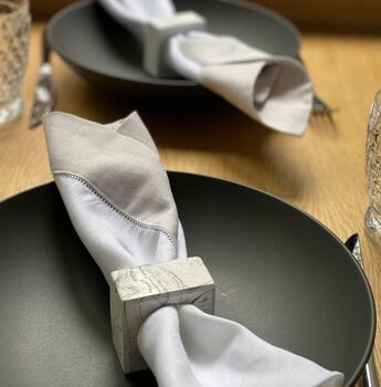 Dining Table Napkin Rings Set | Marble Jesmonite, 4 of 6