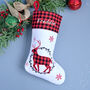 Personalised Tartan White Stocking With Reindeer, thumbnail 1 of 4
