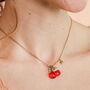 Stainless Steel Cherry Charm Pendant Necklace In Gold Plating, thumbnail 1 of 4