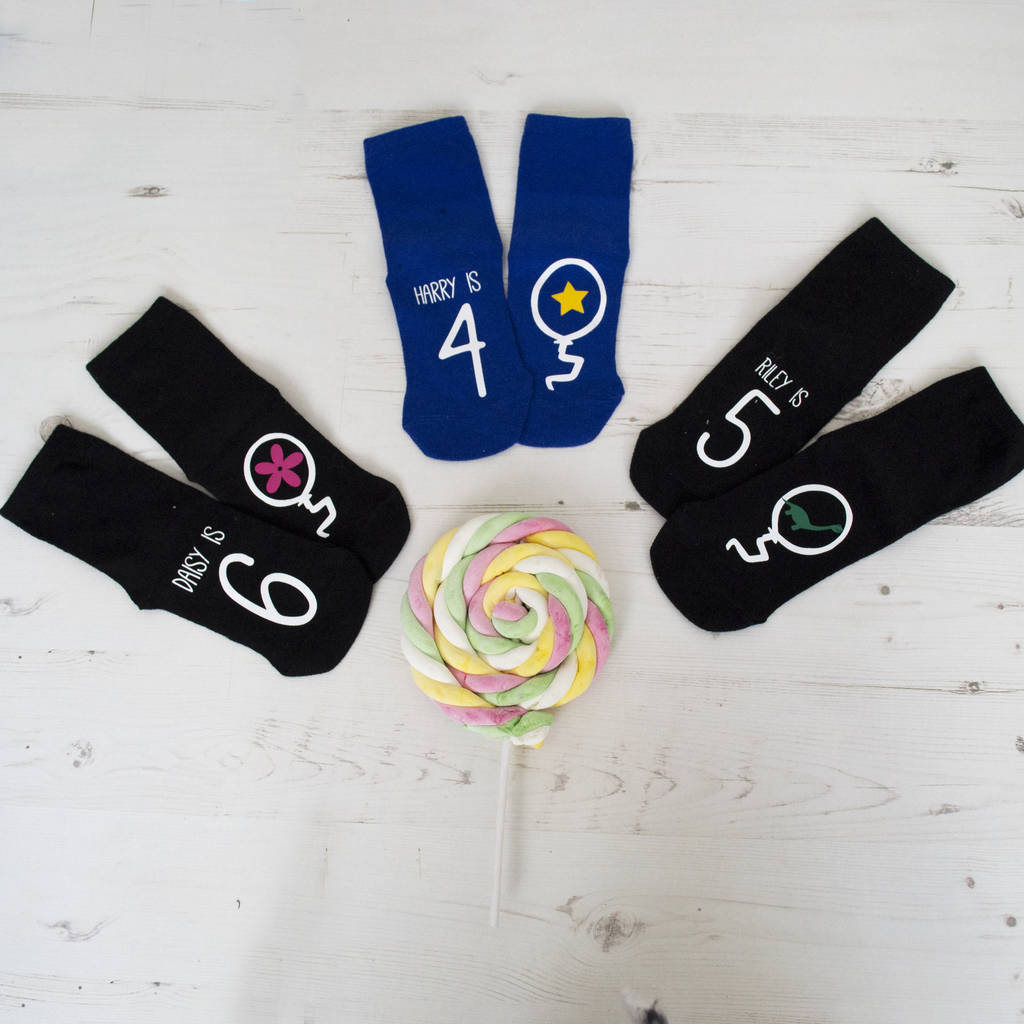 children's personalised birthday socks by solesmith
