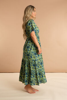 Indian Cotton Lime Patchouli Print Dress, 4 of 5