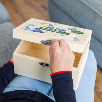 Personalised Dinosaur Keepsake Box New Baby Gift, 6 of 6