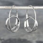 Double Loop Unusual Sterling Silver Drop Earrings, thumbnail 5 of 8