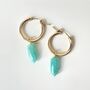 Amazonite Gemstone Spike Hoop Earrings In Gold Vermeil, thumbnail 2 of 6