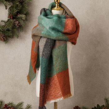 Christmas Square Check Sequin Winter Scarf, 3 of 5