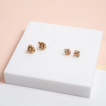 Walton 9ct Solid Gold Knot Stud Earrings, 3 of 5