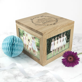 Personalised Thank You Mum Oak Photo Cube, 5 of 12