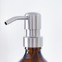 Amber Bottle With White Personalised Label And Silver Pump, thumbnail 2 of 9