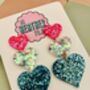 X Large Triple Heart Glitter Resin Earrings, thumbnail 2 of 5
