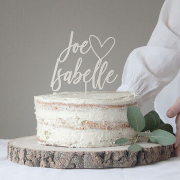 Personalised Wooden Heart Wedding Cake Topper, 2 of 5