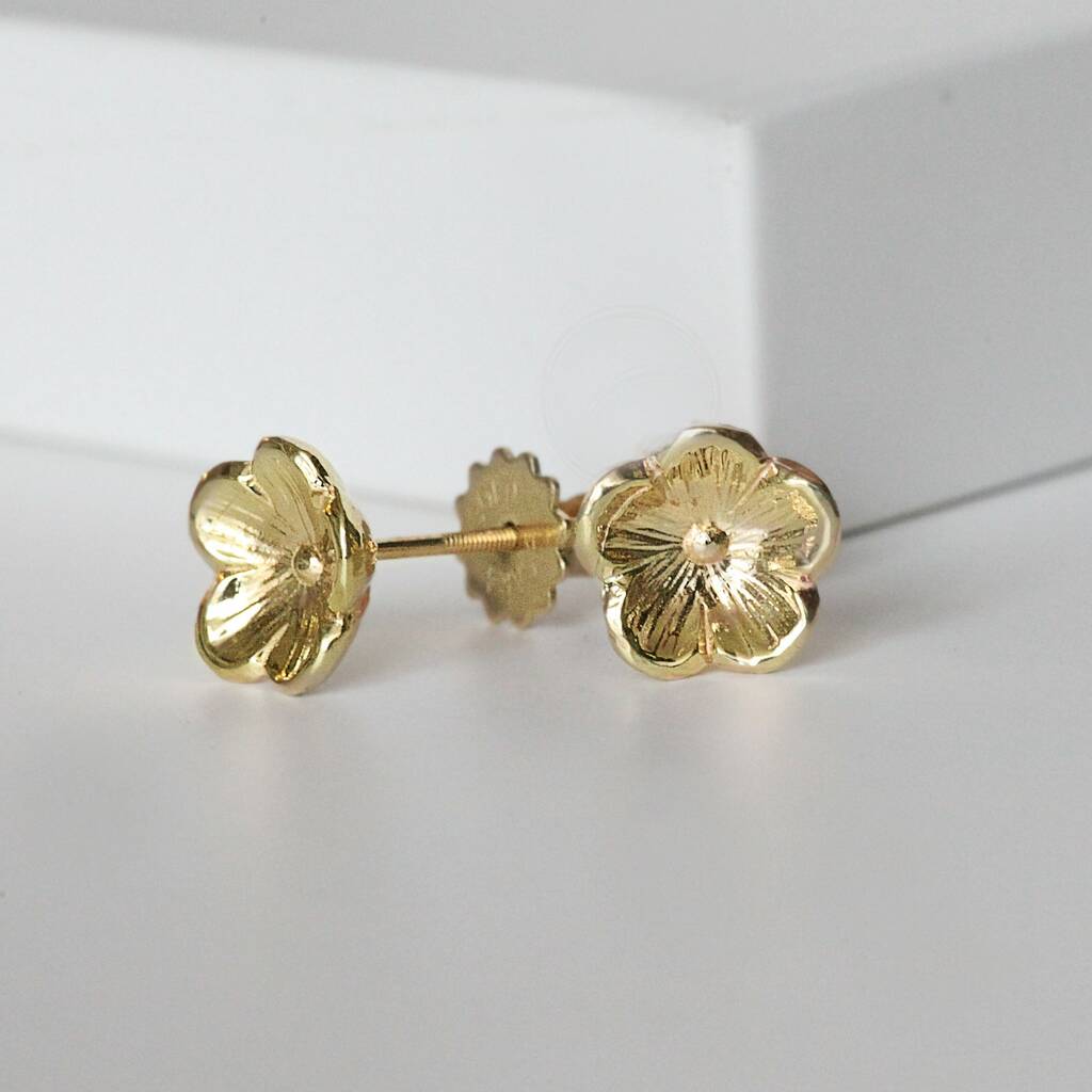 9ct Gold Me Not Flower Earrings By AMULETTE