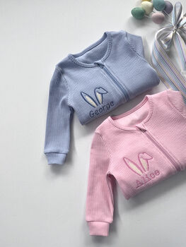 Easter Personalised Baby Zip Sleepsuit | Embroidered, 3 of 6