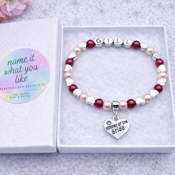 Personalised Wedding Bracelet Mother Of The Bride Gift Jewellery For Mum, 2 of 12