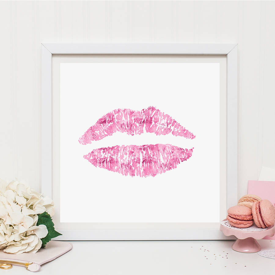 Pink Lips Print By Ruby And B 