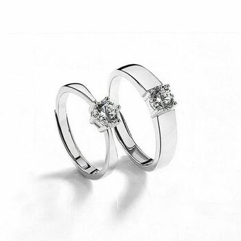 Adjustable Couple Promise Ring Set With Zircon, 5 of 5