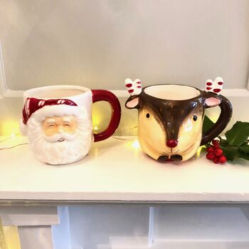 Ceramic Christmas Reindeer Shaped Mug, 6 of 8
