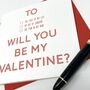 Funny Letterpress Valentines Card, thumbnail 2 of 2