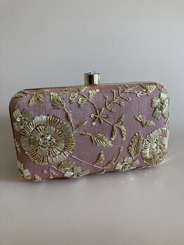 Pink Handcrafted Raw Silk Clutch Bag, 4 of 6