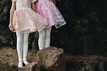 Girls Peach Lace Flower Girl Party Dress, 5 of 8