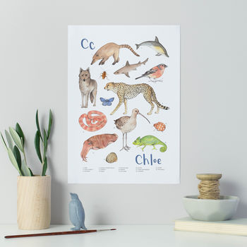 Personalised Animal Alphabet Print Unframed, 4 of 12