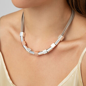 Three Tone Cube Detail Necklace, 2 of 3