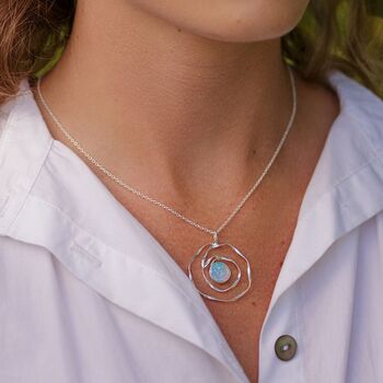Spiral Blue Fire Opal Necklace, 2 of 8