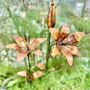 Set Of Two Copper Lily Flower Garden Stakes – Outdoor Garden Art, thumbnail 2 of 6