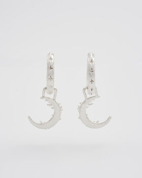 Silver Nightshade Moon Huggie Earrings, 5 of 8