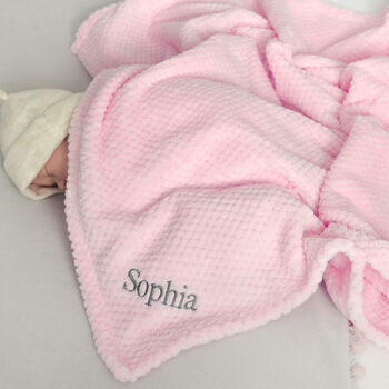 Personalised Pink Waffle Blanket And Lion Comforter Set, 5 of 7