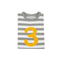 Grey Marl + White Striped Number/Age T Shirt Mustard, thumbnail 4 of 6