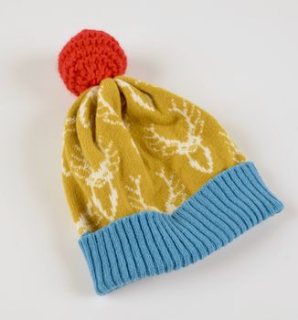Bright Lambswool Knitted Stag Bobble Hat, 2 of 11