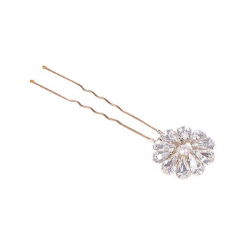 Swarovski Crystal Pearl Flower Wedding Hair Pins Set, 2 of 3