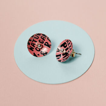 Delicate Pink Graphic Silver Ear Studs, 5 of 10