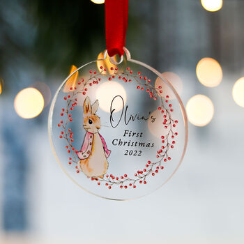 Personalised Baby Girls First Christmas Tree Decoration, 4 of 8