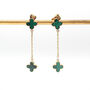 9ct Yellow Gold Malachite Petals Drop Earrings, thumbnail 1 of 3