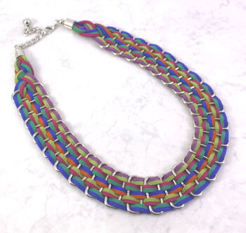 Rainbow Woven Suede Colour Pop Necklace, 4 of 5