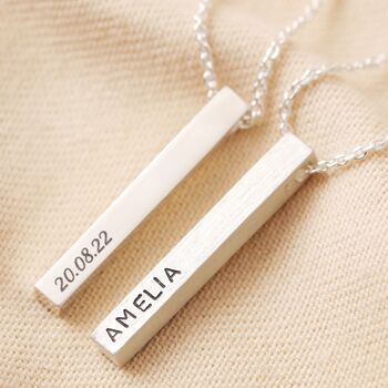 Personalised Bar Pendant Necklace In Silver, 8 of 11