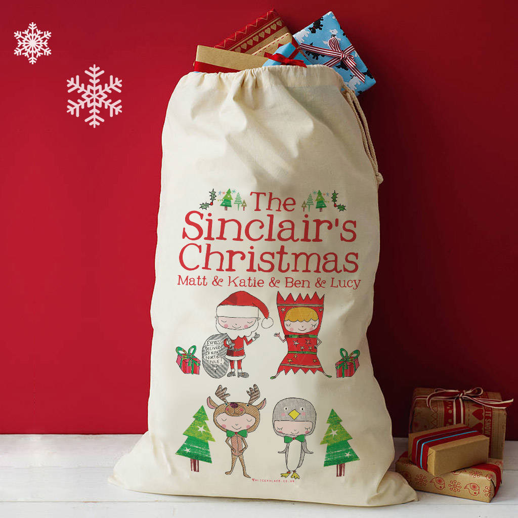 Personalised Family Christmas Santa Sack, 1 of 2