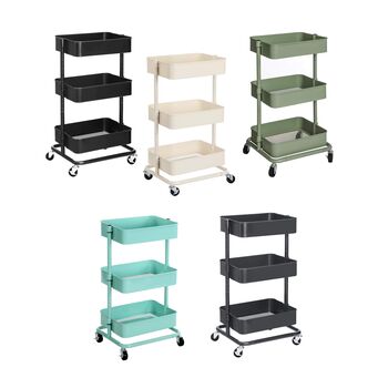 Three Tier Storage Trolley Rolling Utility Cart Shelves, 11 of 12