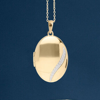 Personalised Large 9ct Mixed Yellow Gold Diamond Oval Locket, 2 of 11